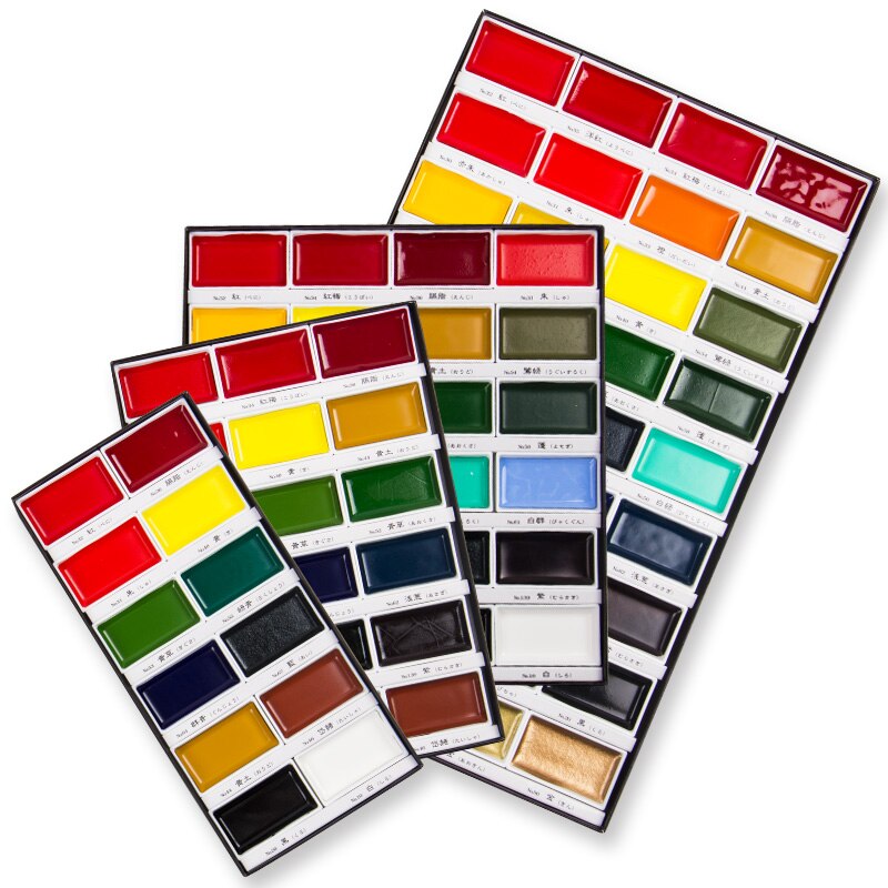 Kuretake – ensemble de peinture à l'aquarelle solide 24/36/48, se dissout rapidement la couleur de la peau, peinture pigmentée professionnelle, fournitures d'art