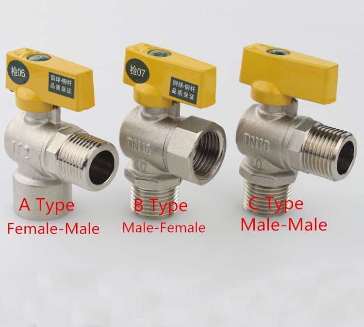 1Pc 1/2" BSP Male Female Triangular Angle Valve High Flow Natural Fuel Gas LPG Water Heater 1.6Mpa -20C to 100C Degree