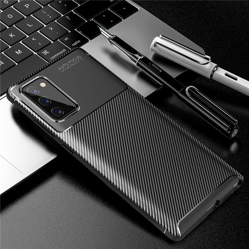Carbon Fiber Case For Samsung Galaxy Note 20 Case Note 20 Ultra Cover Soft Phone Bumper For Samsung Galaxy Note 20 Ultra Funda: For Samsung Note 20 / Black