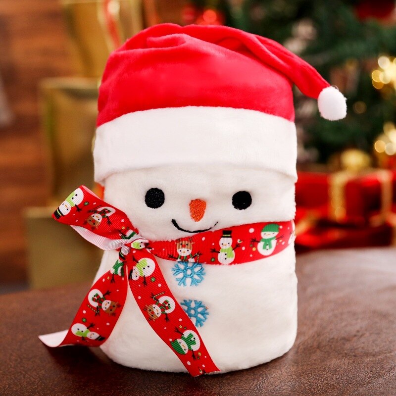 Fleece kerstpop deken rode kerstman cartoon sneeuwpop eland warme pop voor kind volwassene kantoor auto baby deken: D
