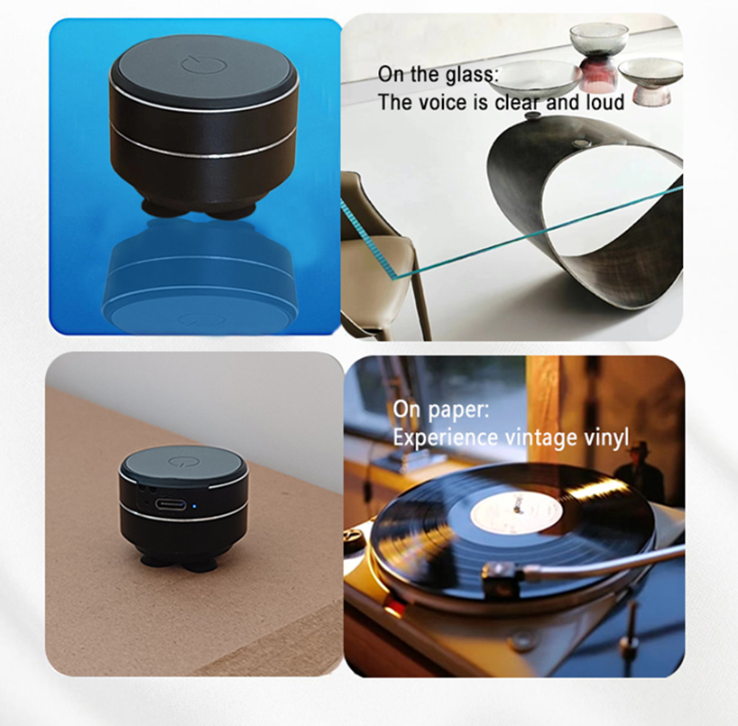 Knochenleitungs-Funklautsprecher – Saugnapfhalterung, TWS-HiFi-Sound mit verbesserter Bass, tragbarer Schleife, Resonanzfunktionen für dynamisches Audio