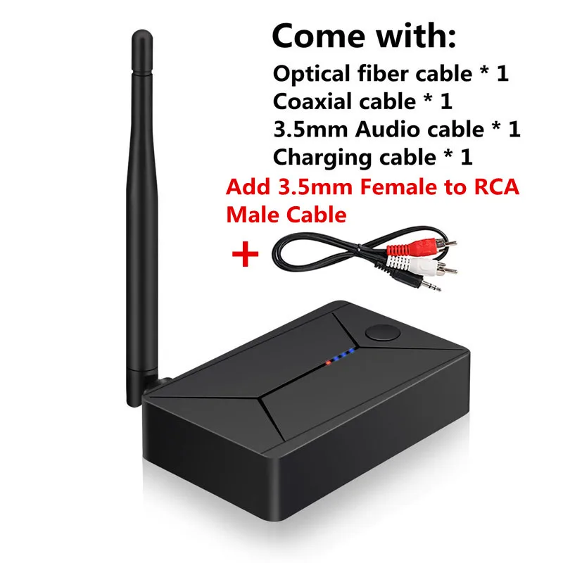 Vikefon Optische Vezel Spdif Bluetooth Adapter 3.5Mm Aux Rca Stereo Draadloze Bluetooth 5.0 Audio Zender Voor Tv Pc Hoofdtelefoon: Rood