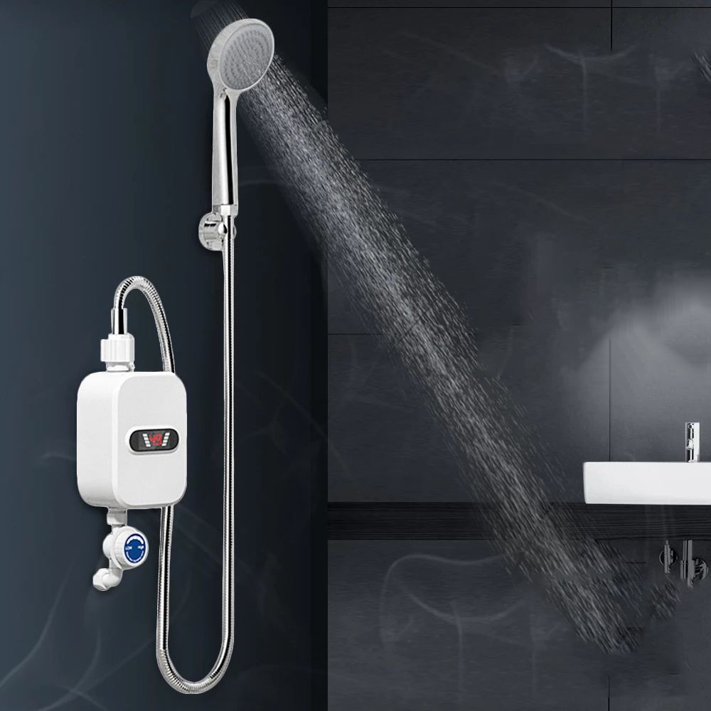 3500W Digital Electric Water Heater Thermostat Control Instantaneous Tankless Water Heater Kitchen Bathroom Shower Fast Heating