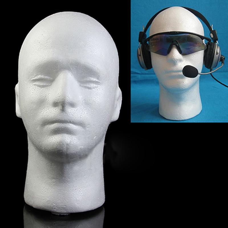 Mannelijke Mannequin Hoofd Wit Piepschuim Foam Hoofd Cosmetica Model Pruik Display Glazen Hoed Headset Display Stand Rack