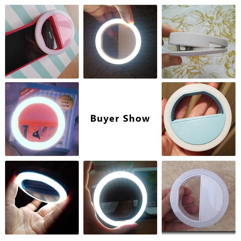 LED Ring Flash Universal Selfie Light Portable Mobile Phone Selfie Lamp Luminous Ring Clip For iPhone Mini Camera Flashlight