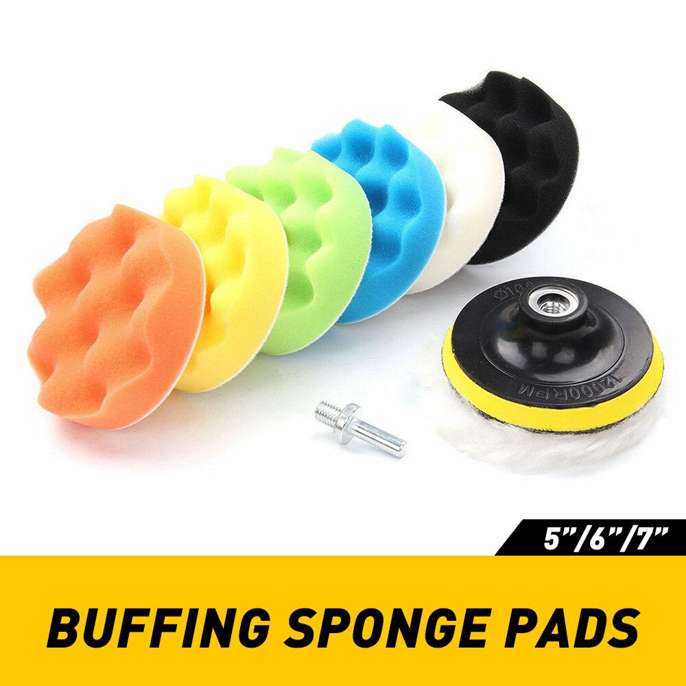 8Pcs 5/6/7 Inch Polishing Waxing Buffing Sponge Pads Kit For Compound Car Polisher Cleaning Tools Buffing Sponge Pad accessories