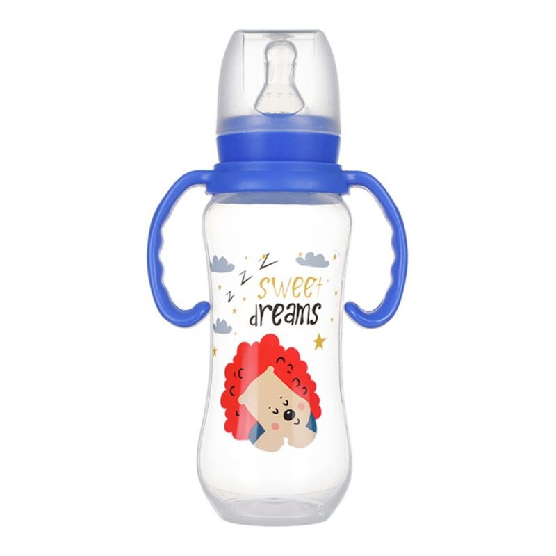 Baby Newborn Nursing Nipple Bottle Safety Silicone Pacifier Milk Water Bottles Children Infant Feeding 240ml For Baby: Blue