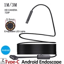 1/3m 7mm Endoscope Camera 2MP 6LED Type-C Endoscope Sealing USB 6LED Waterproof Inspection Camera Real-time Video for Android