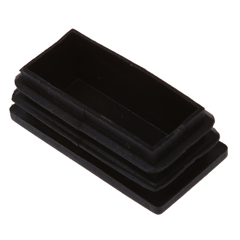 Plastic Rectangle Tube Inserts End Blanking Cap 25x50mm 10 Pcs Black: Default Title