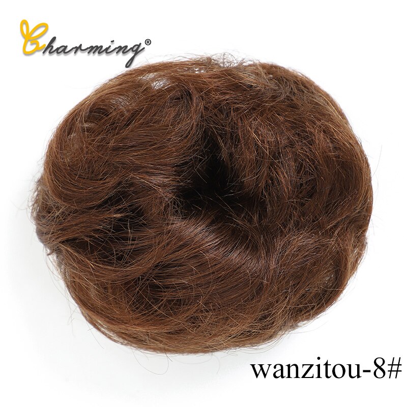 charmant 1 Stück Synthetische Chaotisch Chignon Krapfen Gary Braun Farbe 50g Haar Brötchen Pad Elastische Haar Seil Gummiband haar Erweiterungen: T4/27/30