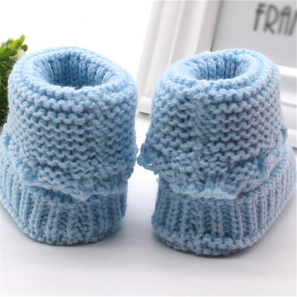 Handgemaakte Pasgeboren Baby Jongens Meisjes Crib Schoenen Baby Jongens Meisjes Babyschoenen Haak Knit Winter Warm Booties Peuter Warme Schoenen