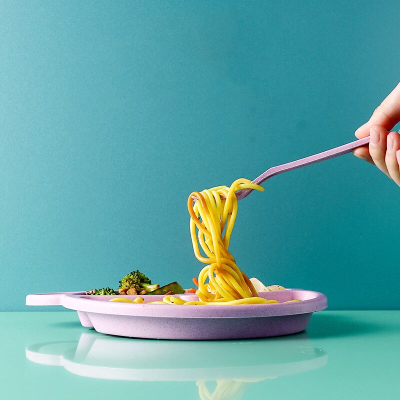 Assiette à grille en paille de blé pour enfants, vaisselle de table pour écoliers de maternelle, ensemble de 3 pièces