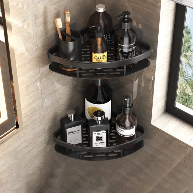 Luxury Bathroom Shelves Without Drilling Rustproof Aluminum Shower Wall Shelf Shampoo Towel Holder Bathroom Organizer Accessorie: Rose Gold
