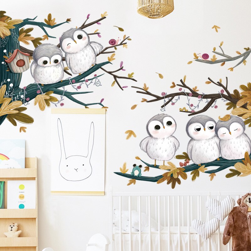 Cartoon Cute Animal Owl Wall Decoration Decals Kindergarten Classroom Children's Room Decoration Wall Stickers