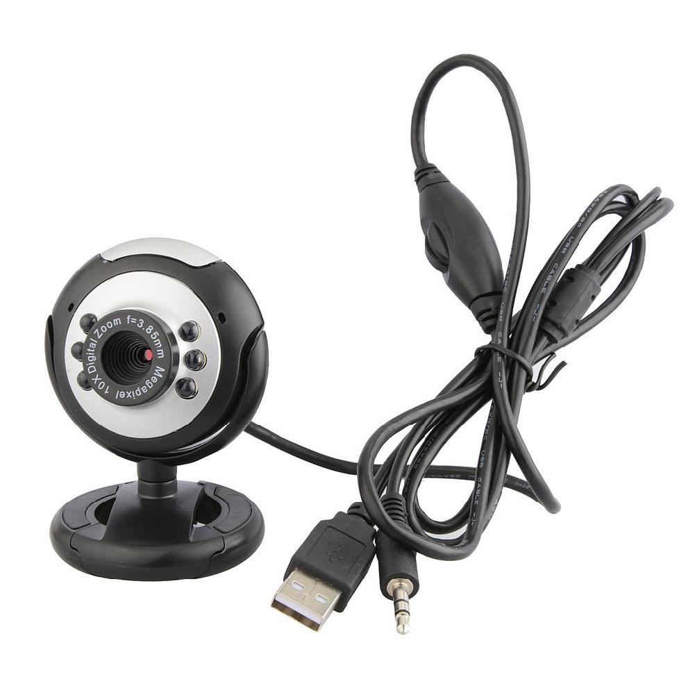 USB Video Web Camera Six Lights Night Vision Camera Computer Webcam With Mic For Skype Video Conference Chat PC Laptop Camera