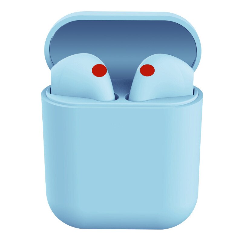 TWS airpods Senza Fili Bluetooth 5.0 Auricolare TWS i12 11 9s 7S Macaron Auricolari Con Il Mic di Ricarica Scatola Auricolare cuffie senza fili: Sky blue-i12 TWS