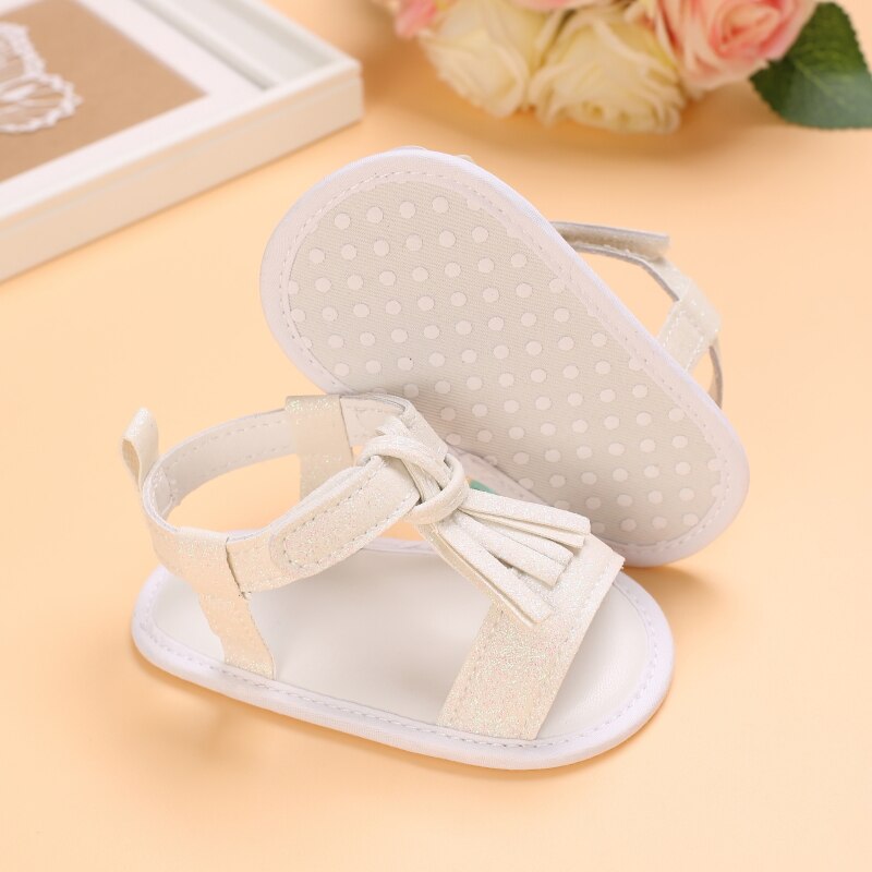 Baby Girl Sandal Neonatal Summer Sandal Leather Tassel With Bow Baby Toddler Sandal Cloth Sole Prewalker