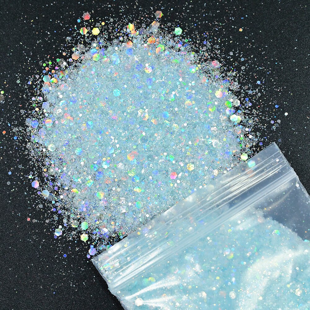 50 gram negle diamant glitter pailletter ,21 farve hvid symfoni serie/hexagon/holografisk/ neglekunst lak manicure dekoration #fd15: 12
