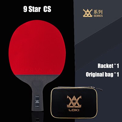 Loki E Serie Hoge Kleverige Tafeltennis Racket Carbon Blade Pingpong Bat Concurrentie Ping Pong Paddle Voor Snelle Attack En arc: 9 Star Short handle