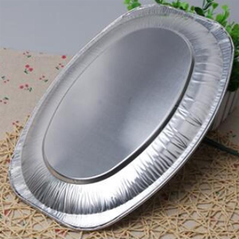 20 stücke Einweg Oval Tellern Aluminium Folie Tablett Gerichte Geschirr für Gastronomie BBQ Bankett Parteien (Zufällig Stil