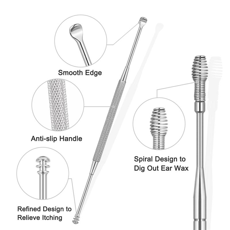 6 st/set rostfritt stål öronpetare vaxborttagningsmedel rengöringsmedel öronpetare curette öronsked öronvax rengöringsverktyg черпак