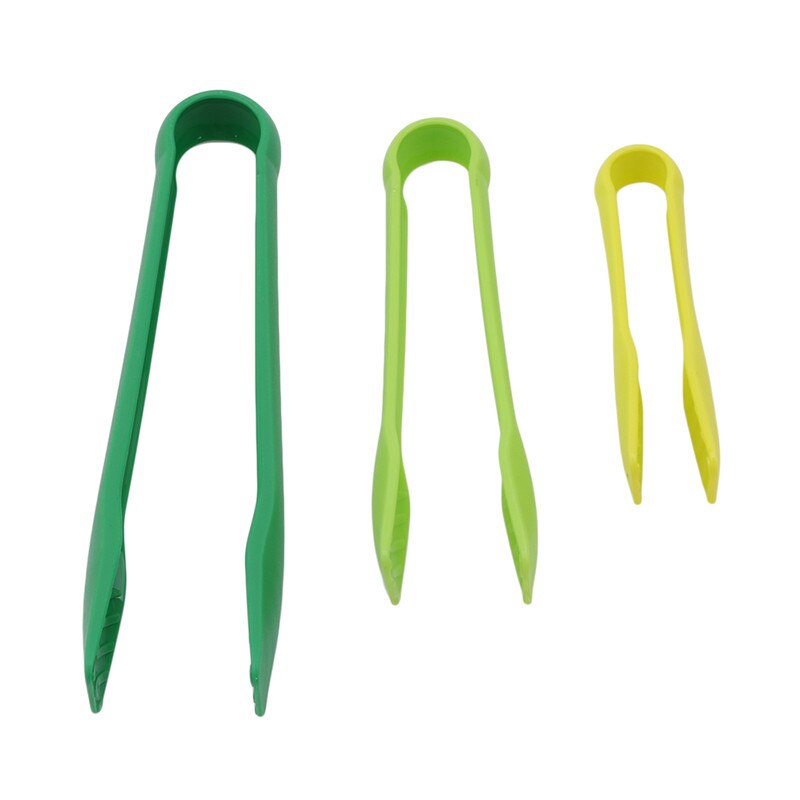 Plastic Food Tong 3 In 1 Barbecue BBQ Tongs Kitchen Utensils Anti-slip Salad Buffet Clamp Cake Bread Serving Clamps 3Pcs/Set: green