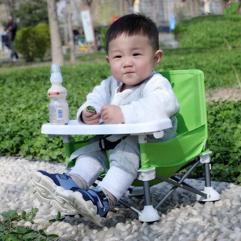 Foldbar bærbar baby spisestol med plade sikkerhedssele kid strandstol camping barn hyggelig fodring sofa sæde stol udendørs