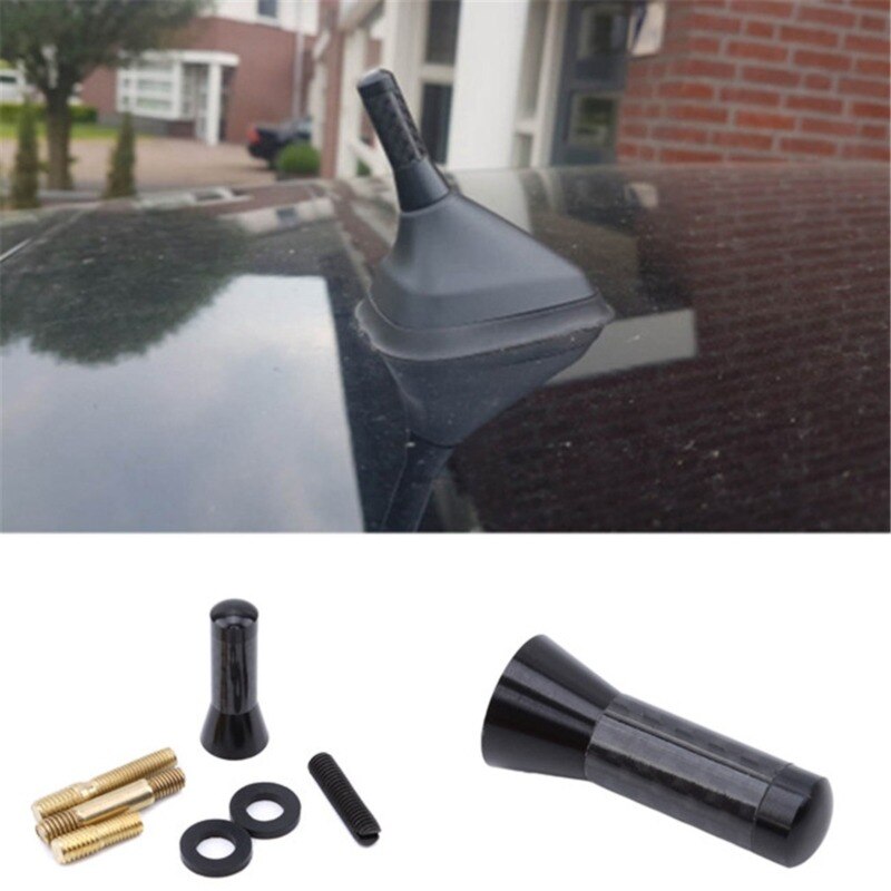 Bilstyling tagantenne forbedret signal 3.5cm kulfiber skrue metal kort stubbet mast antenne radio auto tilbehør