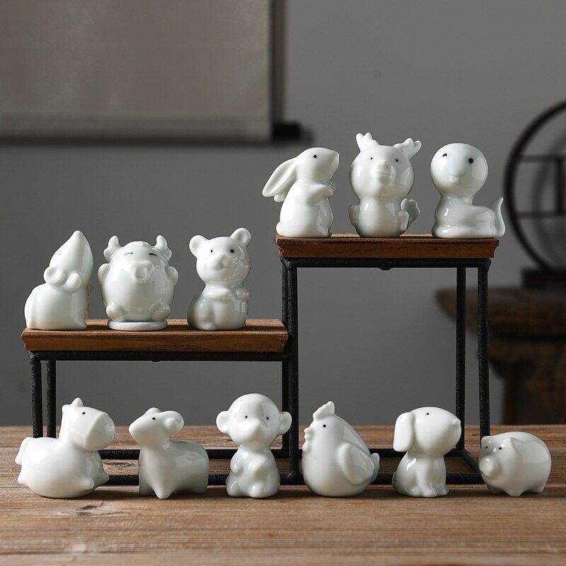 Porcelana China zodiacal, rata, buey, Tigre, conejo, dragón, serpiente, caballo, Cabra, mono, pollo, perro, cerdo, ruyao, mascota, elefante, giraff, China