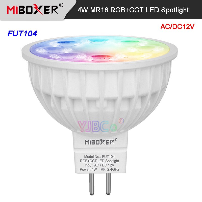 Miboxer E27 GU10 MR16 4W 5W 6W 9W 12W LED Spotlight RGB+CCT Smart Light Room decoration Blub 2.4G Remote/Phone APP/Voice control: FUT104   4W  MR16