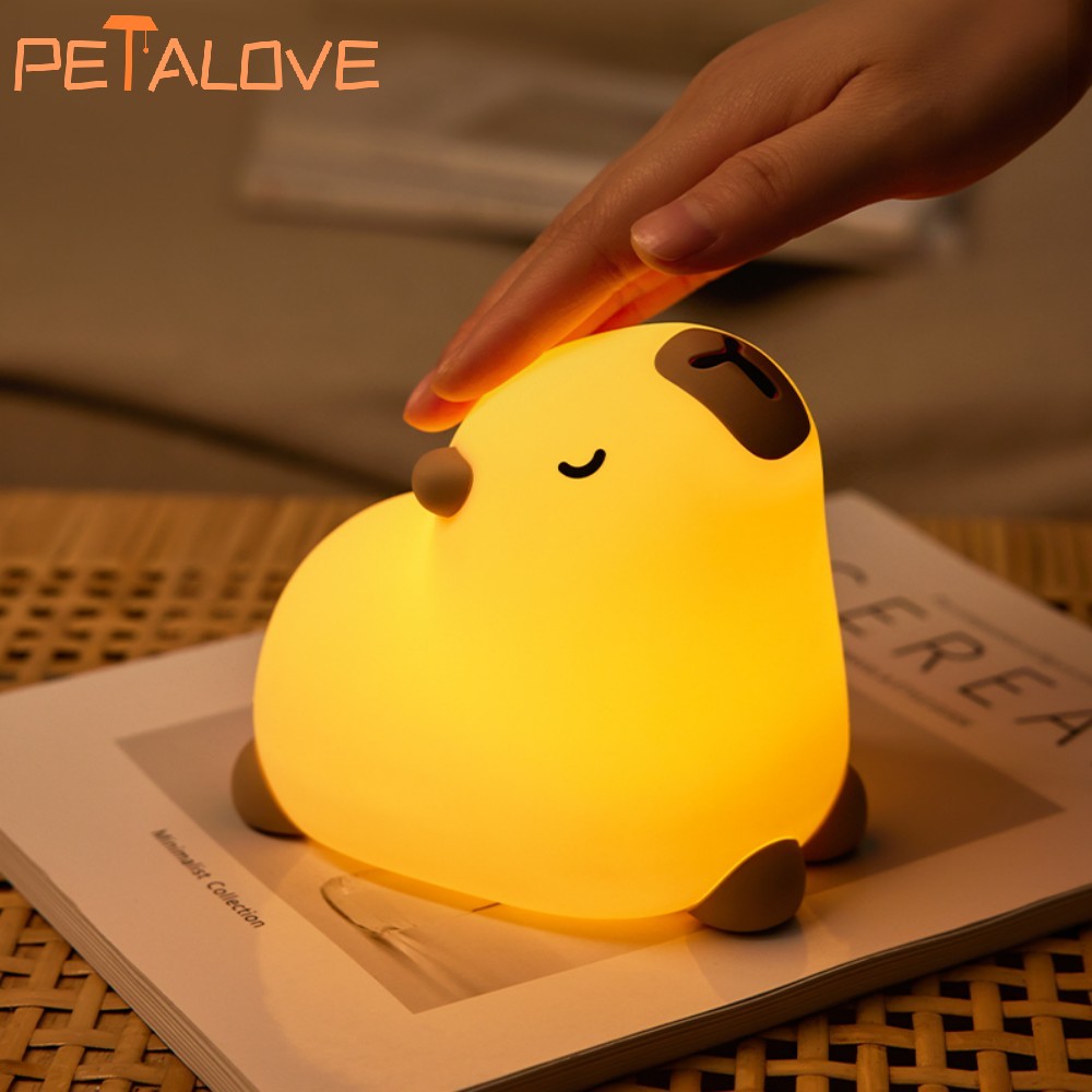 Luz nocturna, lámpara de silicona con forma de Animal, recargable por USB, luz suave y cálida, decoración de cabecera de habitación: Blanco