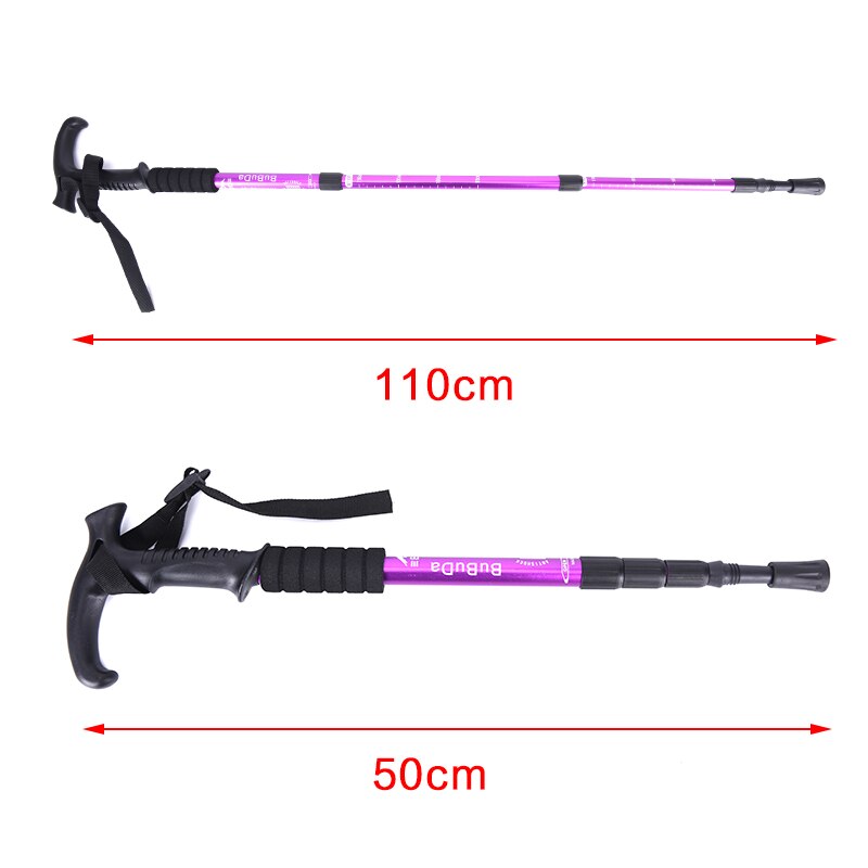 1pc 110cm Anti Shock Nordic Walking Sticks Telescopic Trekking Hiking Poles Ultralight Walking Canes With Rubber Tips Protectors