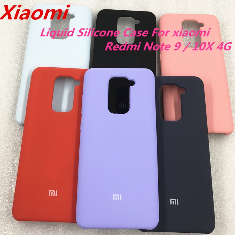 Originele xiaomi redmi note 9 zijdezachte, zachte, vloeibare siliconen beschermhoes voor de redmi 10x met 4g witte logo's