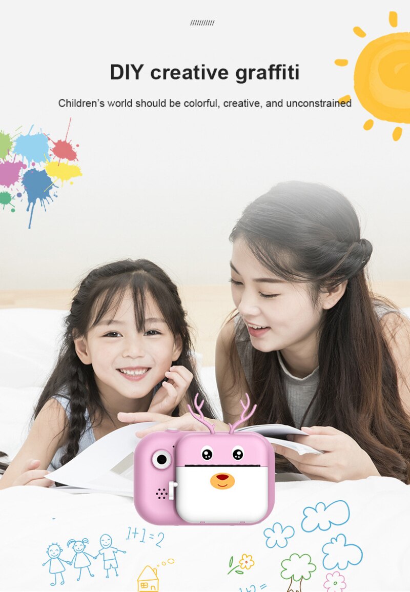 2.4 Inch 1080P Met 16Gb Geheugenkaart Instant Print 2MP Hd Digitale Camera Video + Fotopapier Xmas otg Voor Kids