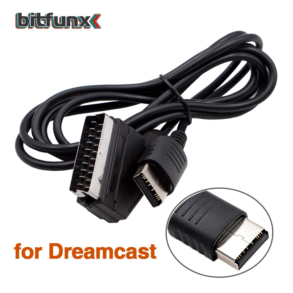 Bitfunx Scart Cable 1,8 m para PS2/PS1/Dreamcast/SEGA MD1/MD2Megadrive 1/Génesis 1/XBOX/WII/Saturn Video juego de Cable: for Dreamcast