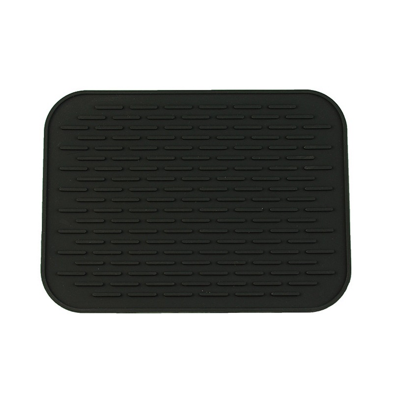 Silicone Anti Insulation Pad Square Non-Slip Coaster Tableware Drain Pot Mat Pot Dish Placemat: black