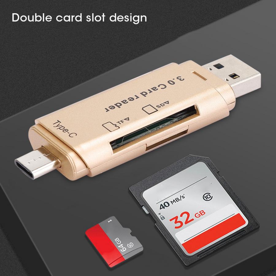 Multifunktionskortläsare för mobiltelefon dator 2 in 1 bärbar konverterare minne tf sd kortläsare usb