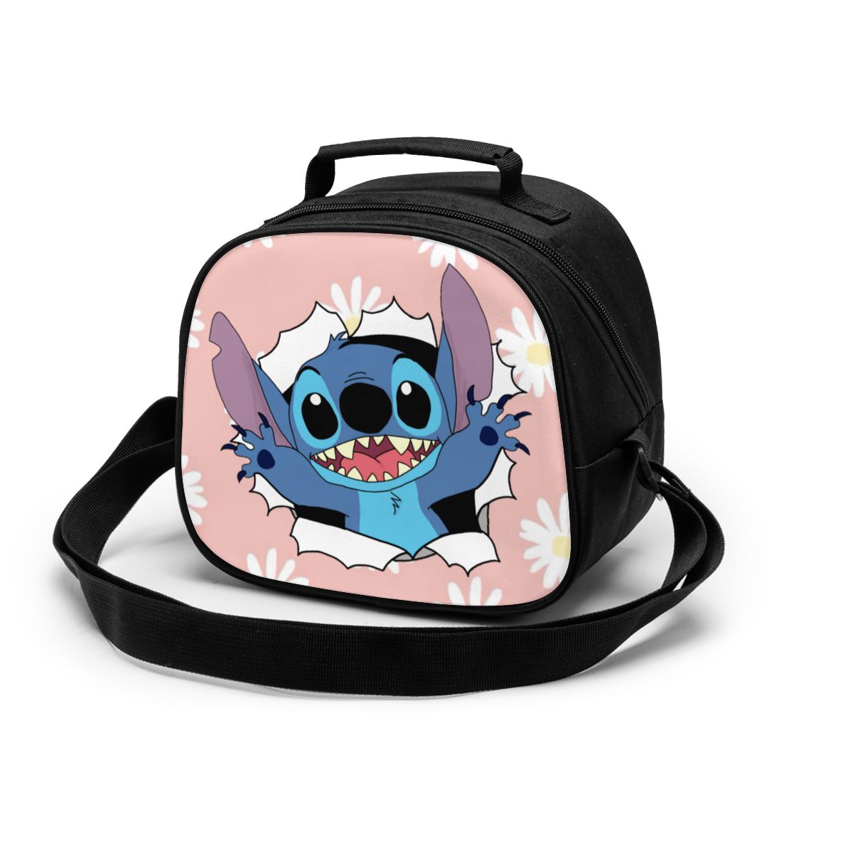 lovely Stitch Canvas Portable Cooler Lunch Bag Thermal Insulated Food Picnic Lunch Box Bag for students Kids children: Black7
