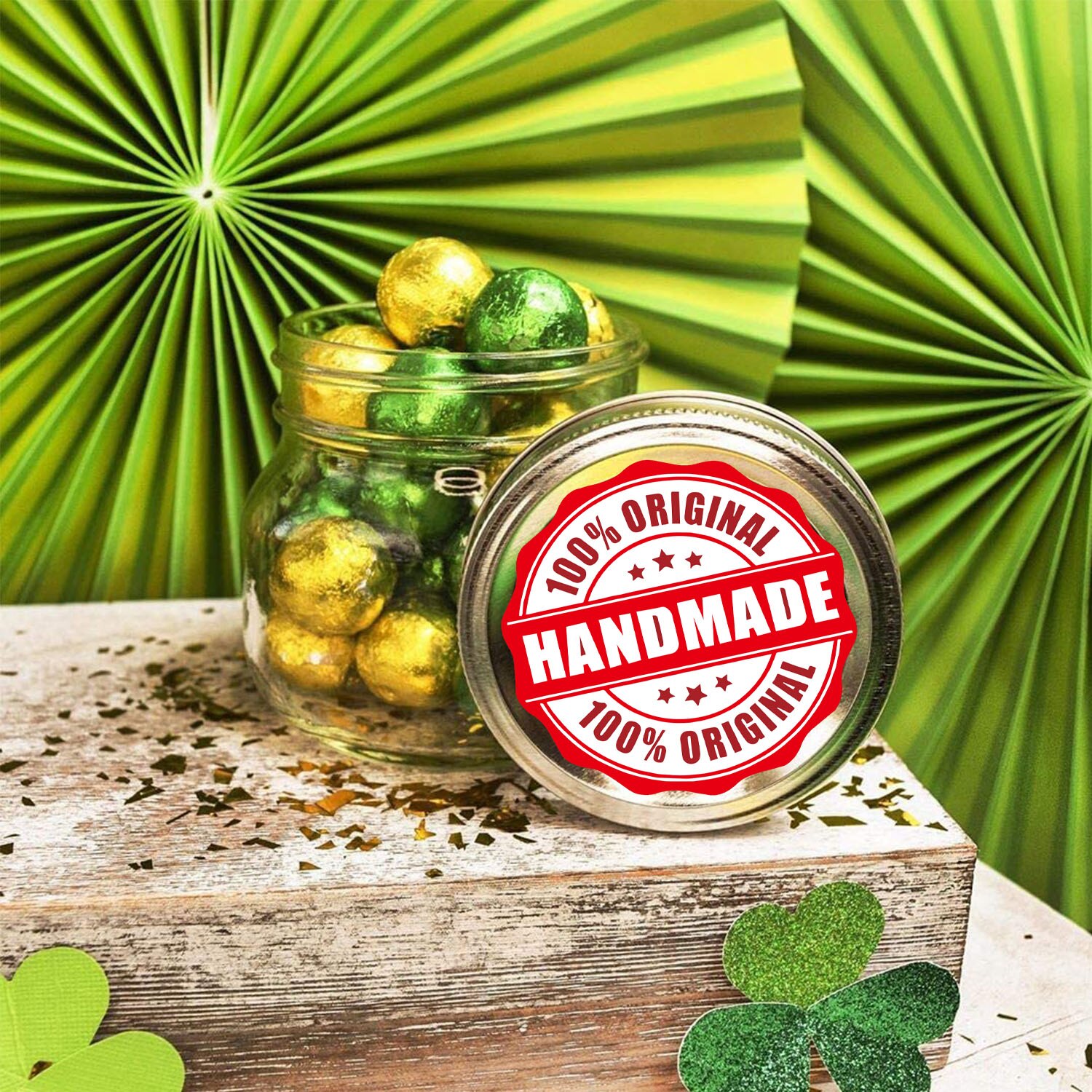 500Pcs Round Red '100% ORIGINAL HANDMADE' Stickers Adhesive Labels Baking Scrapbooking Small Bussiness Cake Decoration Sticker