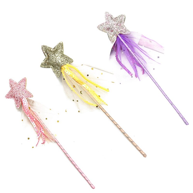 Cute Fairy Wand Dreamlike Five Pointed Star Fairy Wand Kids Magic Stick Girl Birthday Party Halloween Princess Cosplay Prop