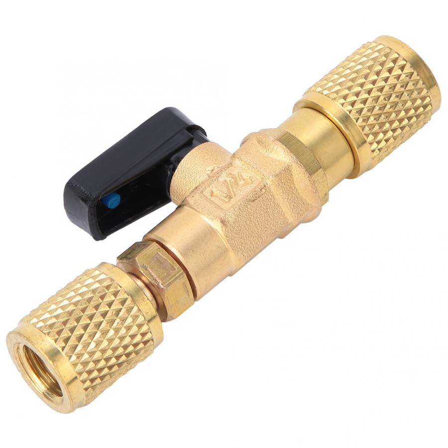 G1/4" Brass Refrigeration Ball Valve Adapter Connector Air Conditioning Vacuum Gauge Accurate Pressure-Preserving