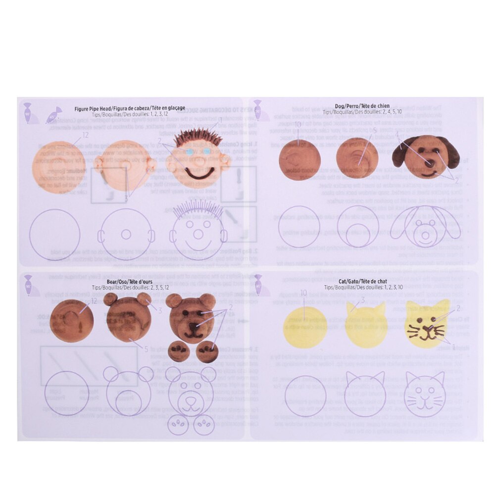 23PCS/Set Icing Piping Nozzles Practice Drawings Board Cake Pastry Beginner Practice Paper Fondant Decorating Accessories