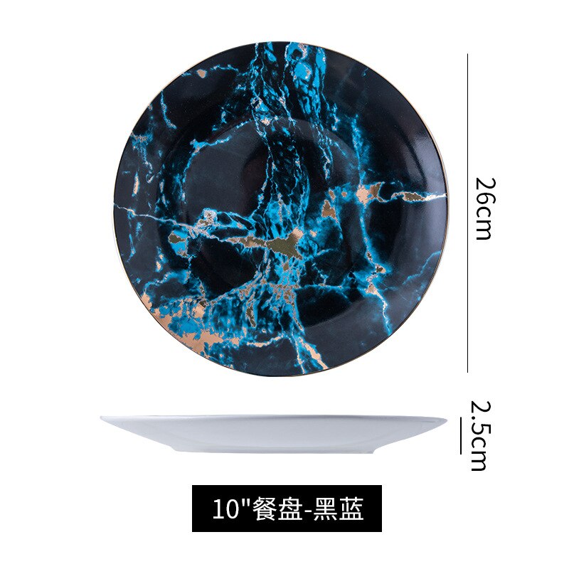 Nordic ceramic plate marmoror home ceramic tableware Restaurant: Blue
