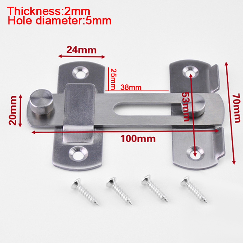 1Pcs Stainless steel Safe Door Bolts/Window/Drawer/TOILET/Bolts Manual Automatic Security Bolt Barrel Anti-theft door Buckle: Large