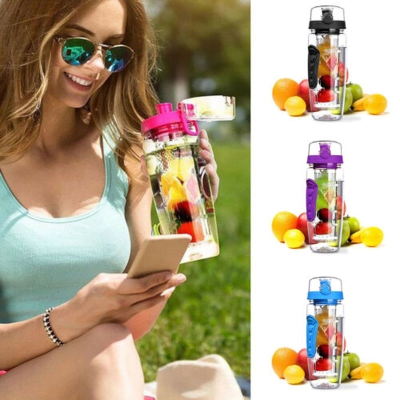 1000ml fruit infuser waterfles bpa-vrij plastic sport detox gezondheid aardbeienmelk waterflessen
