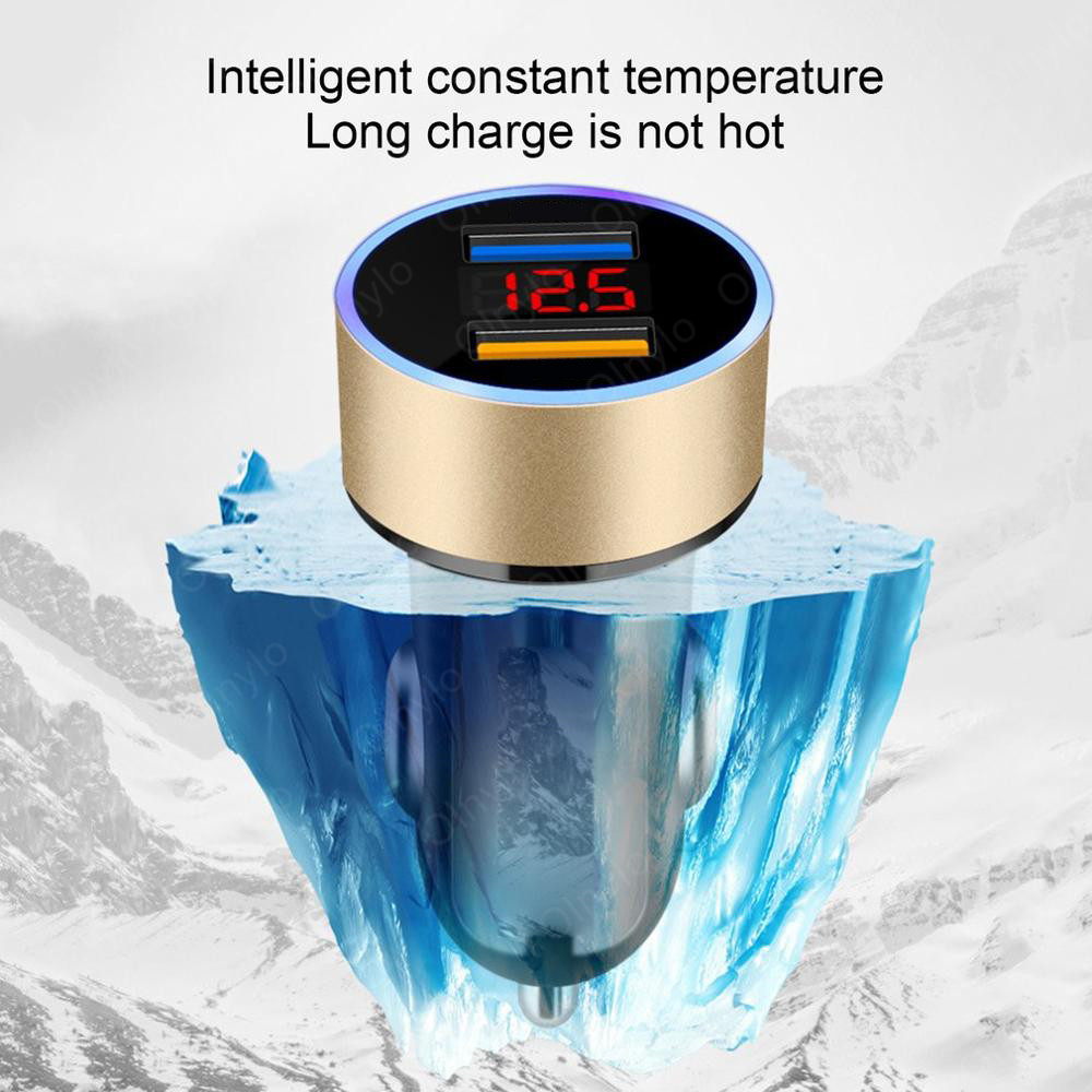 Dual Usb Car Charger 2 Poorten Lcd Display Sigarettenaansteker Aansteker Autolader Adapters Voor Iphone Samsung Xiaomi Huawei Etc
