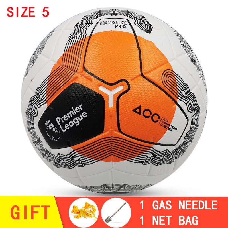 Volwassen Grootte 5 Voetbal, Gas Naald En Netto Zak, Duurzaam, Wedstrijd Of Training, pu Materiaal: TPYC1-1920OrangeGrey