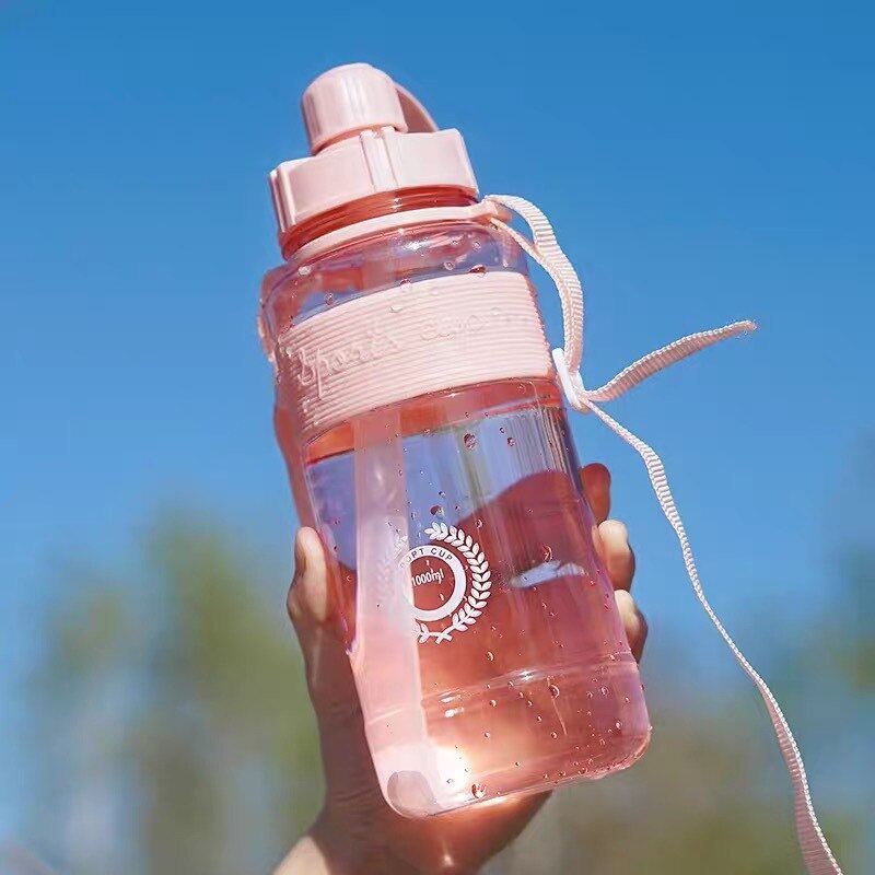 Grandes botellas de agua con capacidad de Fitness deporte al aire libre botella de agua portátil de escalada bicicleta libre de BPA para gimnasio taza botella de agua: Kettle Pink