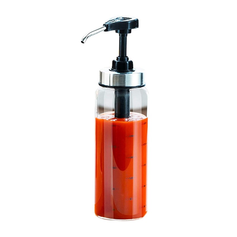 Soße Pumpe Spender mit Glas Flasche Dicht Küche Würze Spender für Honig Ketchup Senf Mayo