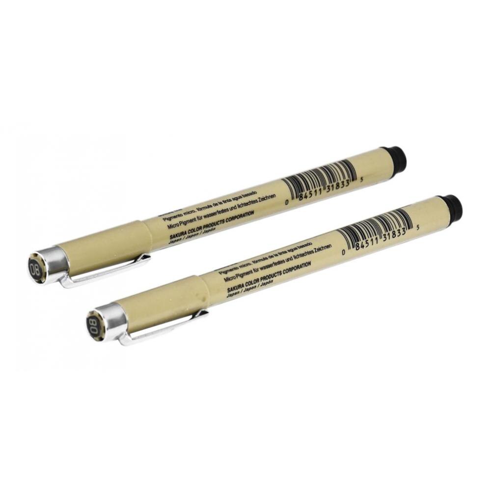 Micro Pen 08 Black Ink Marker Fine Point Felt Tip Pen for Artist Drawing, Pack of 2